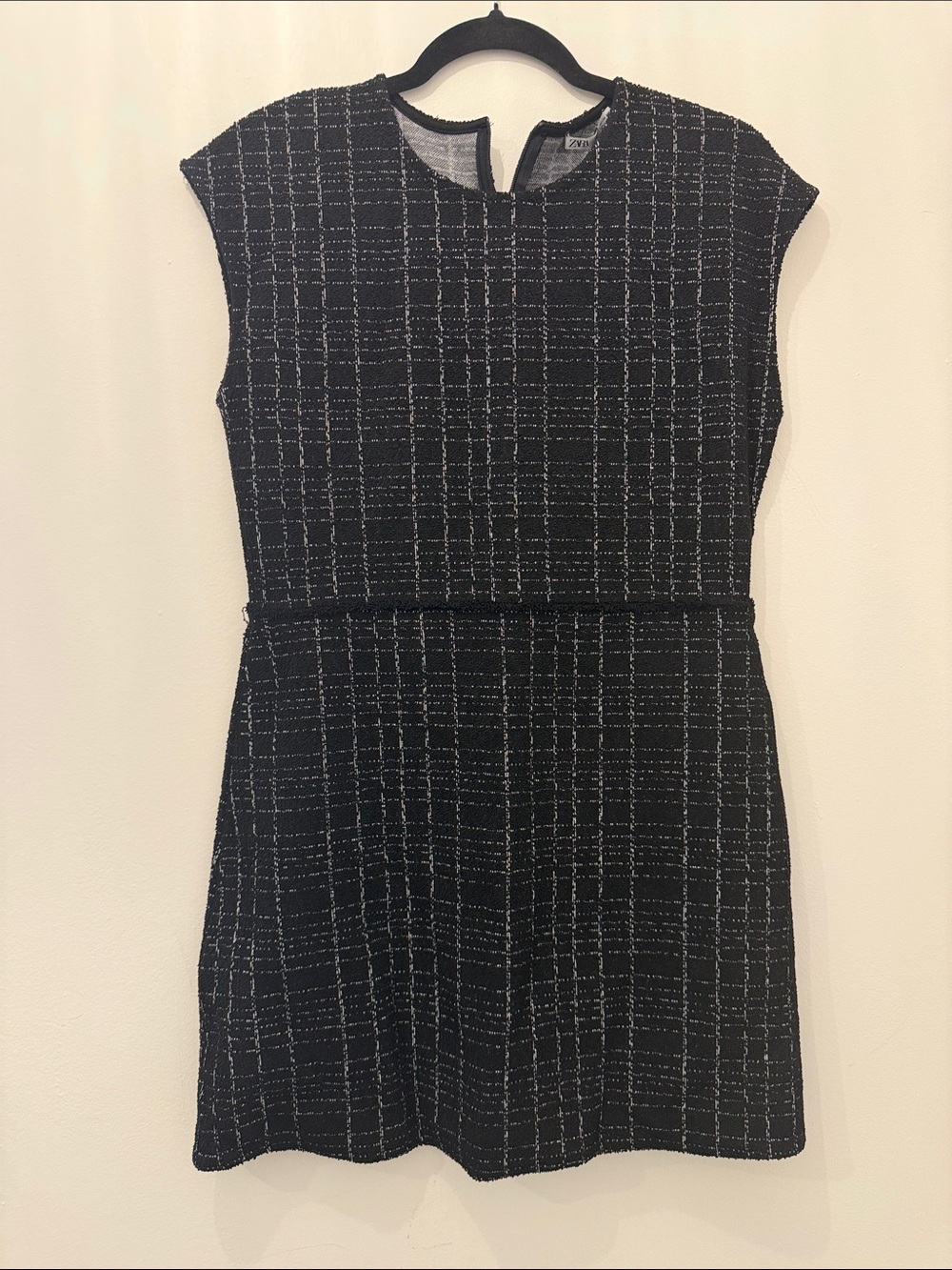 Zara Black and White Tweed Mini Dress